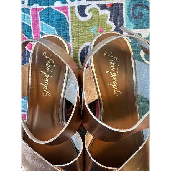 Free People Kate Rose Gold Platform Wedge Disco Sandals Size: EU 39 US 8 - Picture 8 of 9